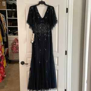Adrianna Papell beaded gown. Navy size 12. NWT.